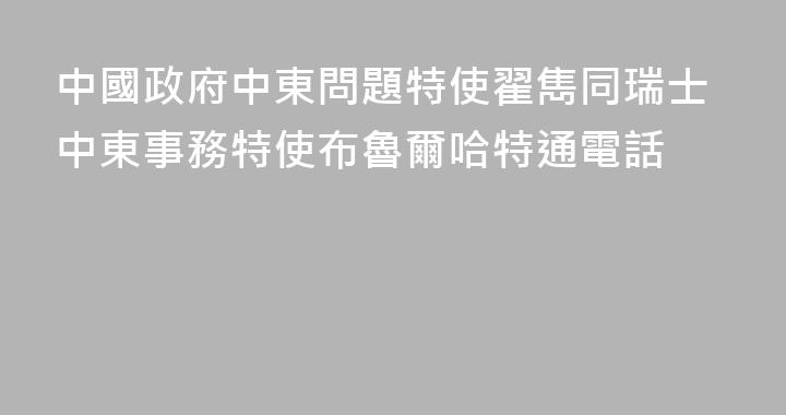 中國政府中東問題特使翟雋同瑞士中東事務特使布魯爾哈特通電話