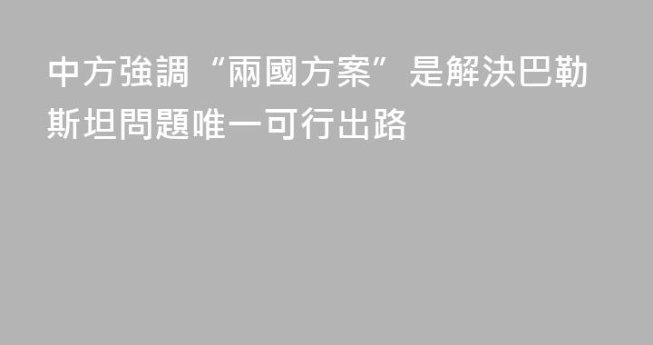 中方強調“兩國方案”是解決巴勒斯坦問題唯一可行出路