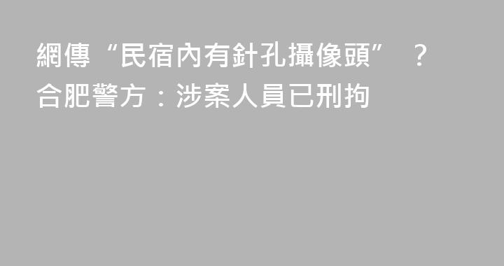 網傳“民宿內有針孔攝像頭” ？合肥警方：涉案人員已刑拘
